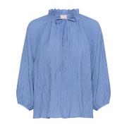 Kaffe Feminin Blus med V-ringning Blue, Dam