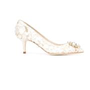 Dolce & Gabbana Blommig Spets Grå Pumps Beige, Dam