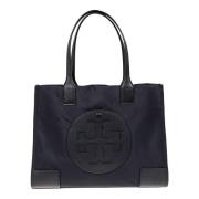 Tory Burch Svart Nylon Toteväska med Lärdetaljer Black, Dam