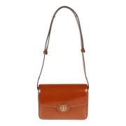 Tory Burch Svart slät läder crossbodyväska Brown, Dam