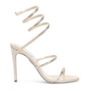 René Caovilla Beige Satin Sandal Beige, Dam