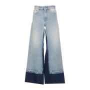 MM6 Maison Margiela Denim Jeans med Patch Logo Blue, Dam