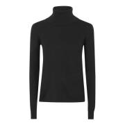 Max Mara Studio Kashmir Turtleneck Tröja i Mandel Black, Dam