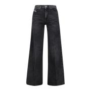 Diesel 1978 D-Akemi Noir Wide Leg Jeans Black, Dam