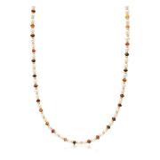 Nialaya Men's Mini Beaded Necklace with Pearls and Tiger Eye Yellow, H...