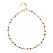 Nialaya Women's Mini Beaded Choker with Pearls and Tiger Eye Yellow, D...