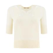 Ermanno Scervino Blommig Spets Crew-Neck Sweater Beige, Dam