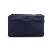 Kiton Nylon Beauty Case med Metalllogo Blue, Herr