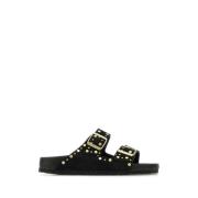 Birkenstock Stiliga svarta mocka Rivet tofflor Black, Dam