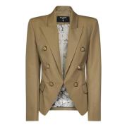 Balmain Beige Bomullsjacka Elegant Gyllene Knappar Beige, Dam