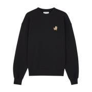 Maison Kitsuné Räv Bomullsweatshirt Black, Dam