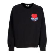 Obey Hjärta Crew Fleece Sweatshirt Svart Black, Herr