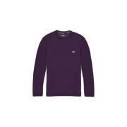 Emporio Armani Modal Blend Crew Neck Shirt Purple, Herr