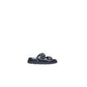 Cult Lädersandal med 4 cm klack Black, Dam