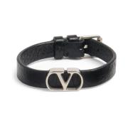 Valentino Garavani Svart Armband med Vlogo Detalj Black, Herr