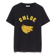 Chloé Blå Baby Fit Crew Neck T-shirt Blue, Dam