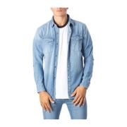 Jack & Jones Blå Jeans Långärmad Skjorta Blue, Herr