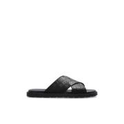 Salvatore Ferragamo Läder slides Brise Black, Herr