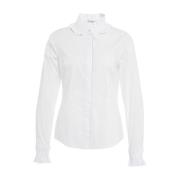 Himon's Blus med volangdetaljer och strassknappar White, Dam