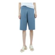 Jil Sander Stickade Bermuda Shorts med Mittveck Blue, Dam