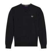 Fred Perry Eko Merinoull V-ringad Tröja Black, Herr