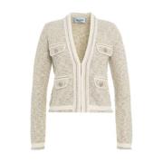 Blugirl Vit Jacquard Cropped Blazer Beige, Dam