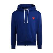 Comme des Garçons Play Blå hoodie med rött hjärtlogo Blue, Herr