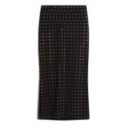 Sportmax Svart kjol med strass och sidoslitsar Black, Dam