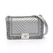 Chanel Vintage Pre-owned Laeder crossbodyvskor Gray, Dam