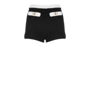 Retrofête Svarta shorts med kontrasterande midja Black, Dam