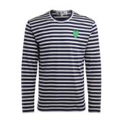 Comme des Garçons Play Randig långärmad T-shirt med grönt hjärta Blue,...