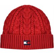 Tommy Hilfiger Röd Broderad Vinter Beanie Mössa Red, Dam