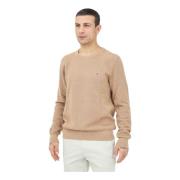 Tommy Hilfiger Beige Crewneck Sweater med Flaggbroderi Beige, Herr