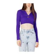 Tommy Jeans Lila Polyesterblandad Damtröja Purple, Dam