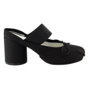 MM6 Maison Margiela Svarta Satin Klackmules Ballerinaskor Black, Dam