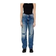 Tommy Jeans Blå Bomull Mom Jeans Blue, Dam