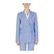 Sandro Ferrone Elegant Blazer med Elastan Blue, Dam