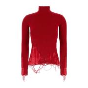 MM6 Maison Margiela Röd Ull Akryl Tröja Stiligt Design Red, Dam