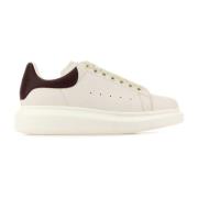 Alexander McQueen Vita lädersneakers med chokladhäl White, Dam