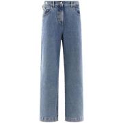 The Attico Indigo Blå Broderad Denim Jeans Blue, Dam