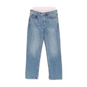 Alexander Wang Indigo Blå Denim Strass Mesh Jeans Blue, Dam