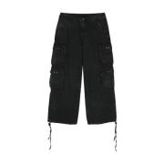 44 Label Group Svarta Canvas Cargo Byxor Black, Herr