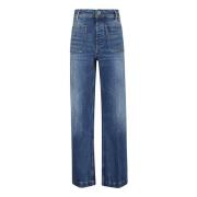 Ralph Lauren Mid-Rise Jeans med vida ben Blue, Dam