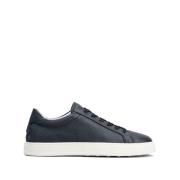 Tod's Marinblå Kornigt Läder Sneakers Black, Herr