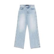 Purple Brand Denim Wide Leg Jeans med Whiskering Blue, Dam