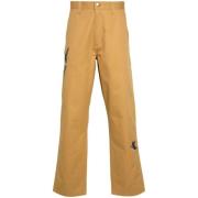 Carhartt Wip Citrongul Bomullstwill Broderade Byxor Yellow, Herr