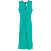 Victoria Beckham Teal Green V-ringad Klänning med Rynkad Veckdetalj Gr...