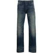 John Elliott Indigo Blå Denim Straight Leg Jeans Blue, Herr