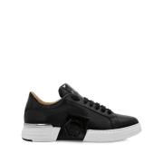 Philipp Plein Svart/Vit Panel Sneaker med Logo Black, Herr