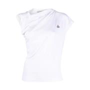 Vivienne Westwood Vit Bomull Asymmetrisk Broderad Logotyp Topp White, ...